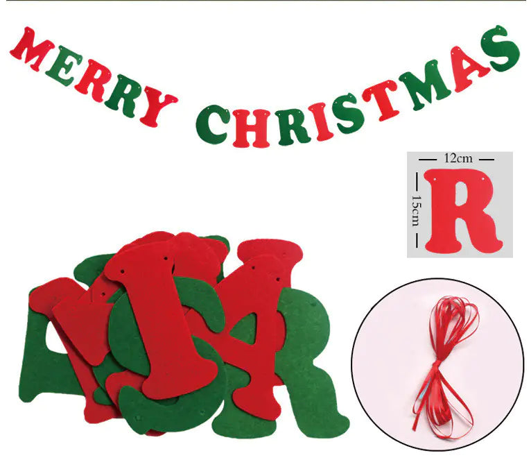 Christmas Triangle Banner Decoration with Letters - Joomcy