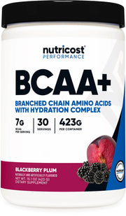 Nutricost BCAA + Hydration Powder (BlackBerry Plum) 30 Servings - Branched Chain Amino Acids with Hydration Complex - Gluten-Free Non-GMO