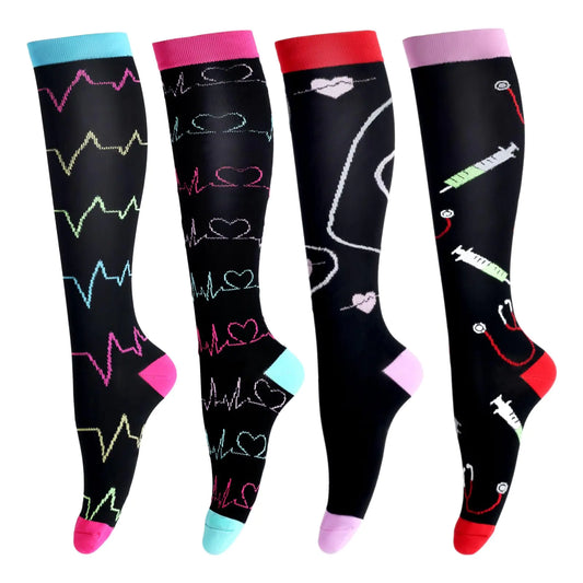 LEOSTEP Compression Socks for Women & Men Circulation Long Stockings Support for Nurses Pregnant Hiking Riding Running - Joomcy