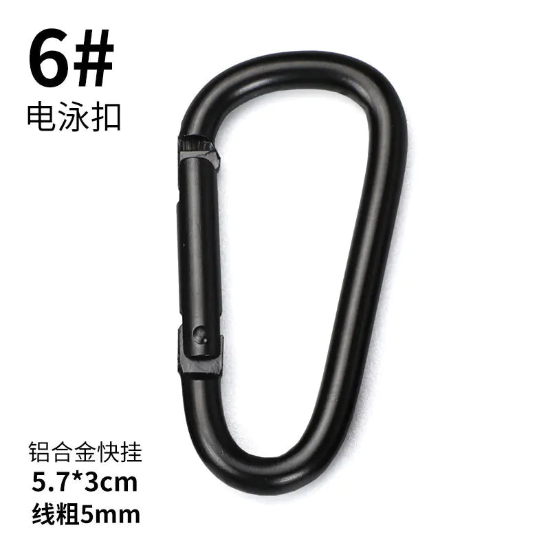 D-Shaped All-Black Aluminum Carabiner Keychain Accessory - Joomcy