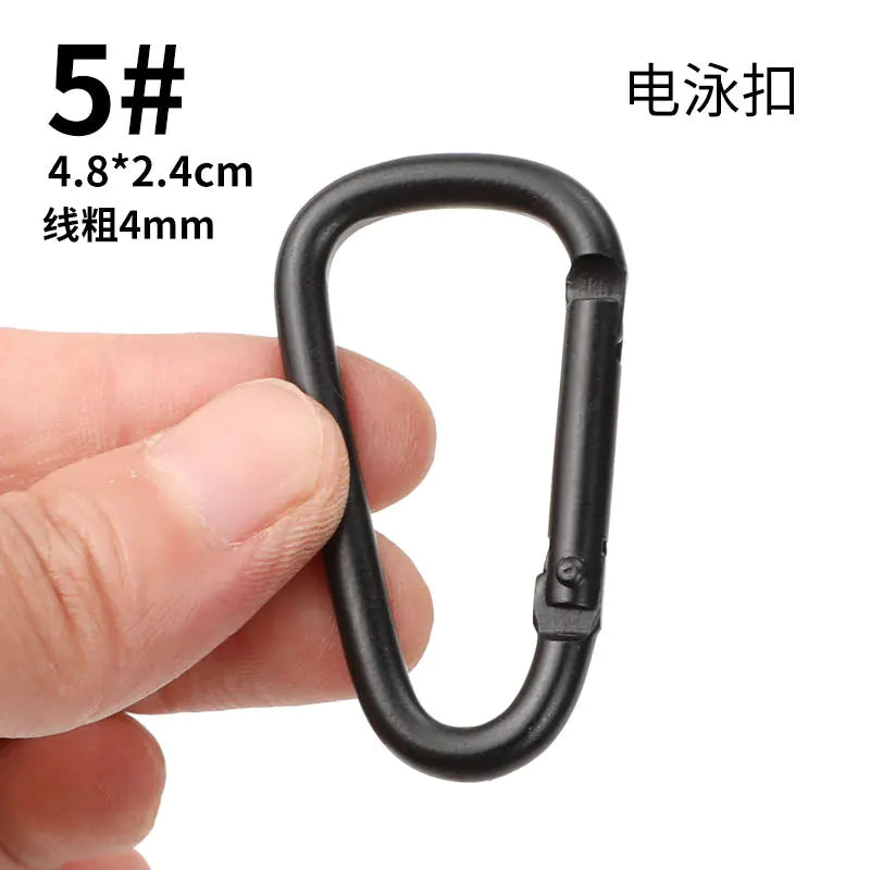 D-Shaped All-Black Aluminum Carabiner Keychain Accessory - Joomcy