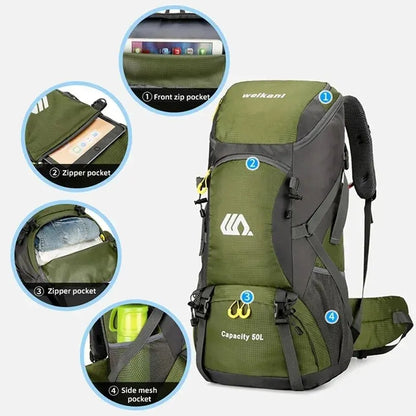 WeikaniSport™  50L Travel Backpack for Camping