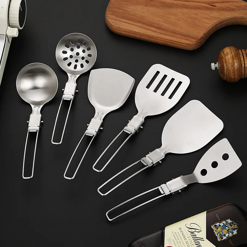 IronSpam™  Stainless Steel Folding Food Utensils for Outdoor Cooking