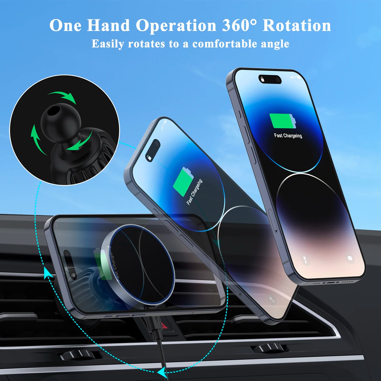 15W Magnetic Car Wireless Charger | Fast, Secure In-Car Charging