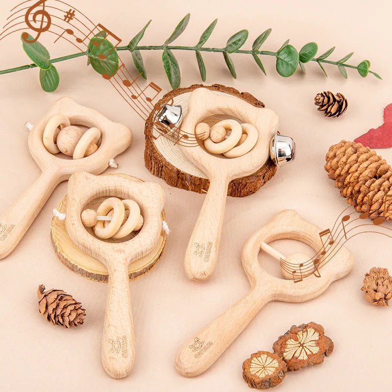 SoftToys™   Wooden Music Rattle For Babies