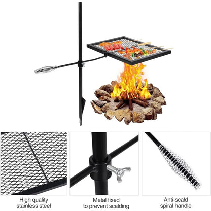 Swivel Campfire Grill Heavy Duty Steel Grate