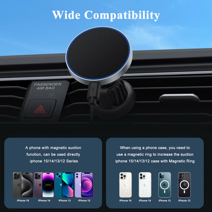 15W Magnetic Car Wireless Charger | Fast, Secure In-Car Charging