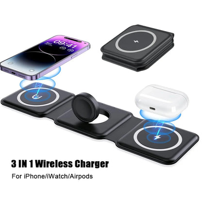 100W 3-in-1 Magnetic Wireless Charger Pad | Fast & Efficient Charging Station