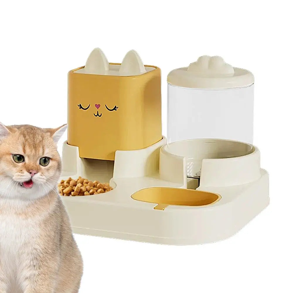 Cat Cartoon Double Water Dispenser | Dual Bowl Pet