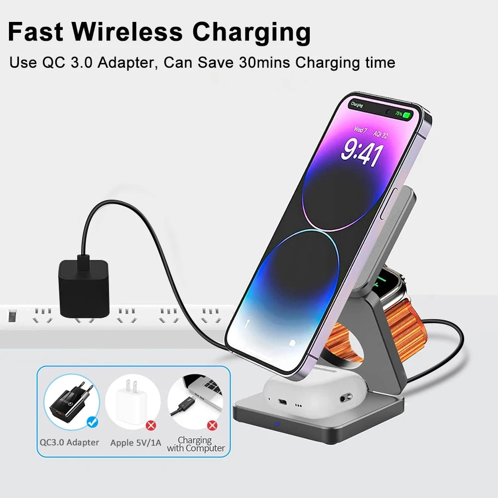 Keajor™ 3-in-1 Wireless Charger Portable Pad | Charge Multiple Devices