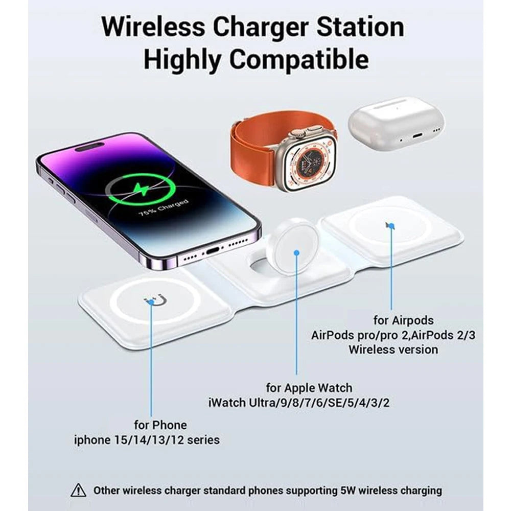 100W 3-in-1 Magnetic Wireless Charger Pad | Fast & Efficient Charging Station