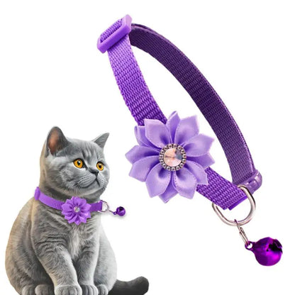 Cat Bell Adjustable Flower Collar | Stylish & Comfortable 