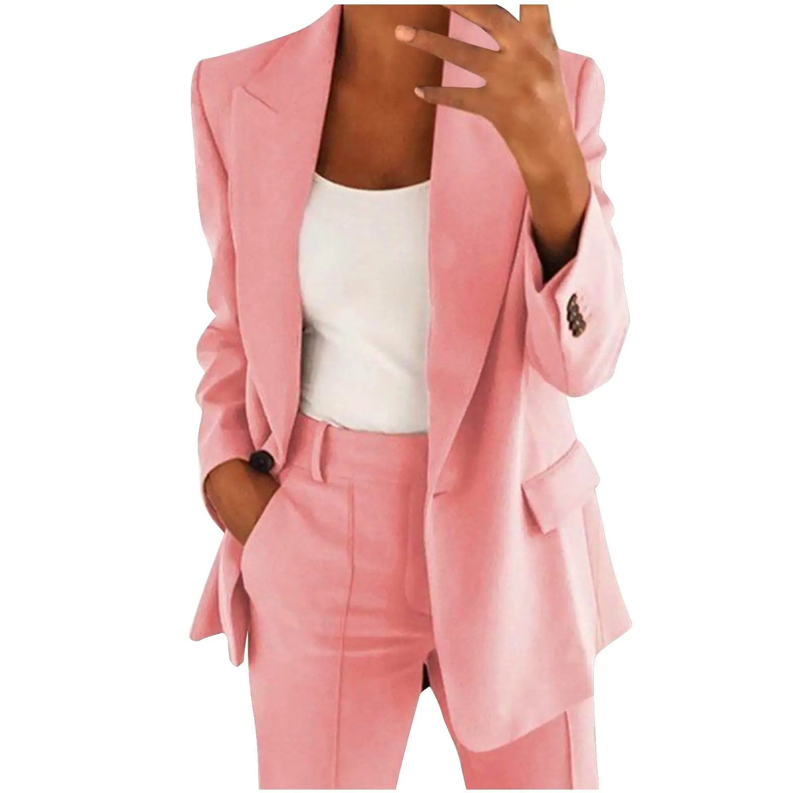 Blazer Sets Women 2 Piece Outfits Dressy Pant Suits Business Casual Outfits Loose Straight Leg Pants Work Clothing 2024 Plus Size Pant Suits