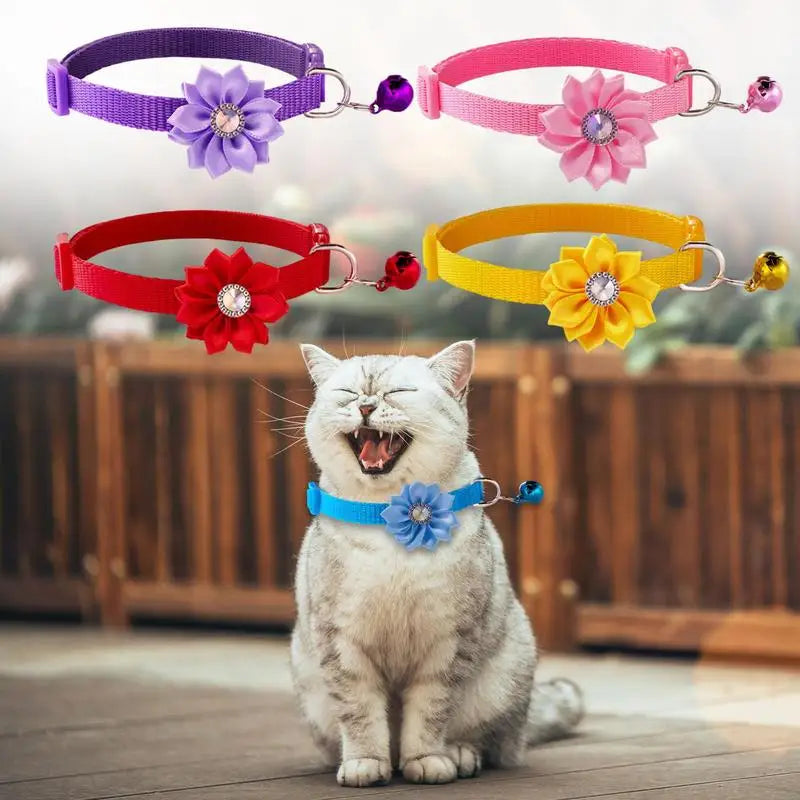 Cat Bell Adjustable Flower Collar | Stylish & Comfortable 