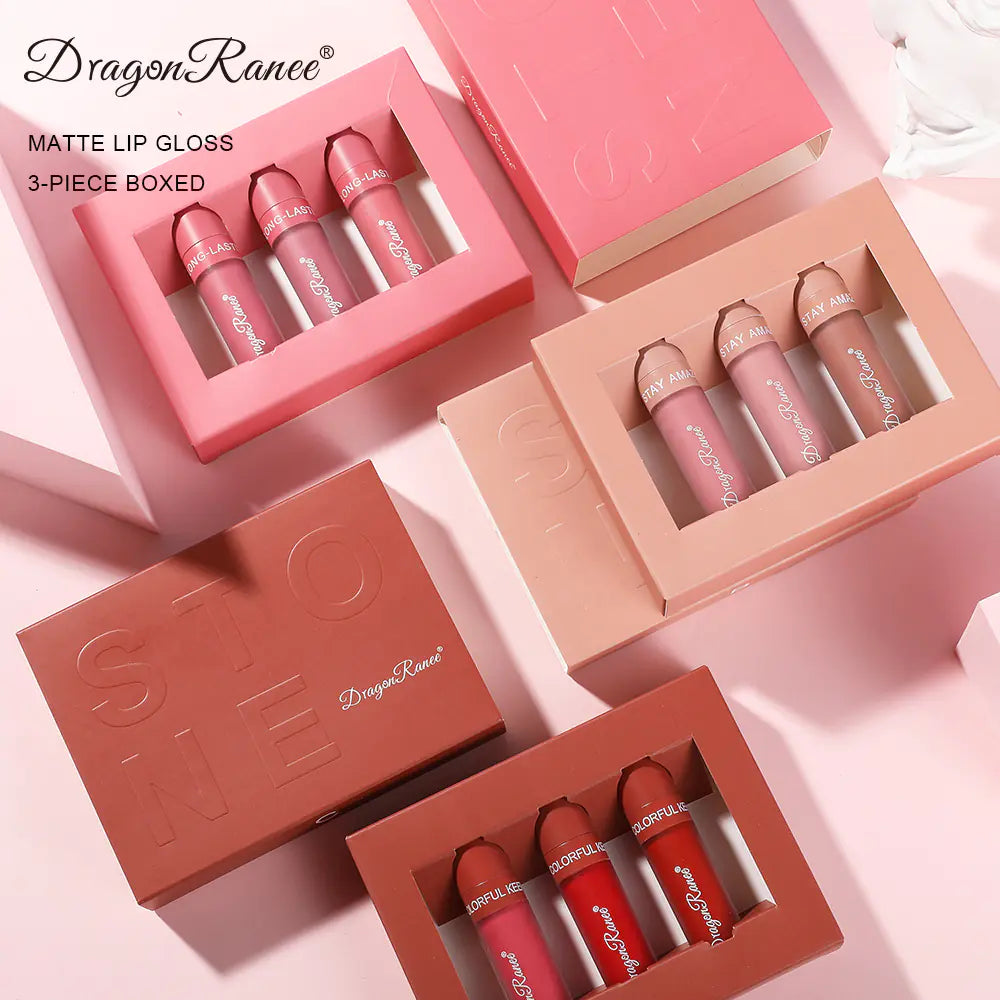 3-Piece Matte Lip Gloss Set - Non-Stick to Cup - Joomcy