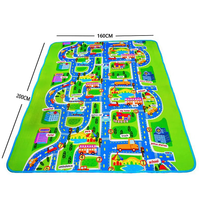 City Traffic Map Baby Crawling Mat and Play Mat - Joomcy