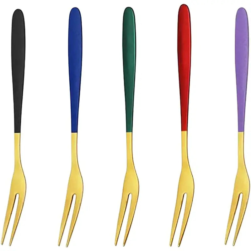 Colorful Stainless Steel Fruit and Dessert Forks (Set of 5) - Joomcy