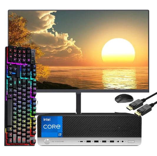 HP EliteDesk 800 G3 SFF Small Form Factor Desktop Computer PC w/ 21.5" FHD Monitor Intel i7-7700 32GB RAM 512GB SSD DisplayPort LAN/RJ-45 Windows 10 Pro (Renewed) - Joomcy