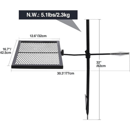 Swivel Campfire Grill Heavy Duty Steel Grate