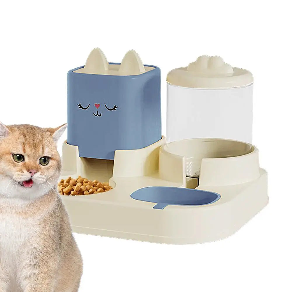 Cat Cartoon Double Water Dispenser | Dual Bowl Pet