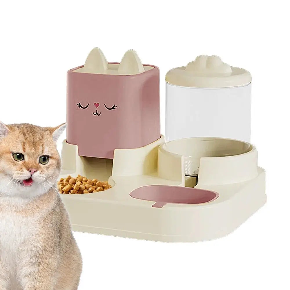 Cat Cartoon Double Water Dispenser | Dual Bowl Pet