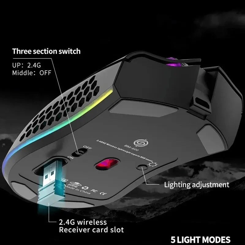 BM600™ Wireless Rechargeable Gaming Mouse | Precision & Comfort