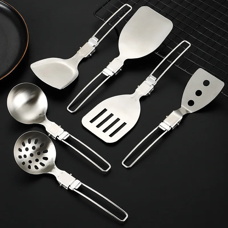 IronSpam™  Stainless Steel Folding Food Utensils for Outdoor Cooking