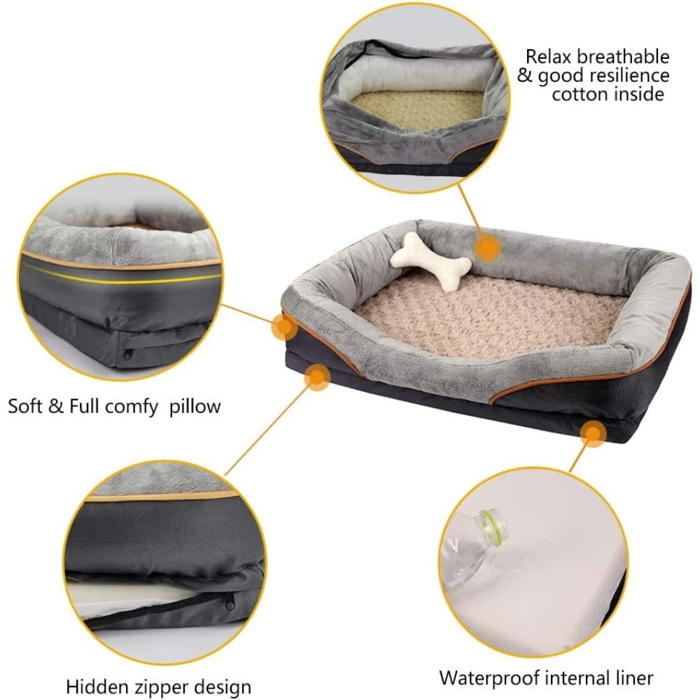 Dog Washable Cover Foam Bed | Comfortable & Easy