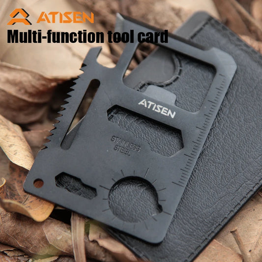 Atisen™  Multifunctional Stainless Steel Tool Card for Outdoor Survival