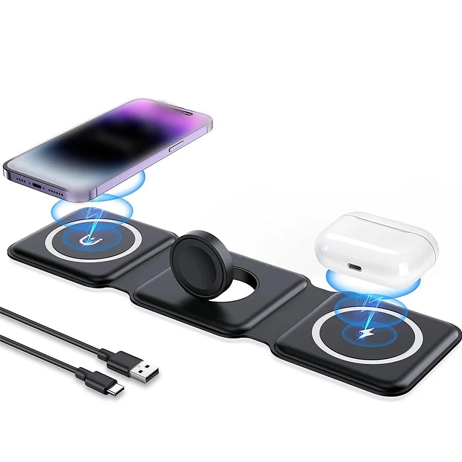 100W 3-in-1 Magnetic Wireless Charger Pad | Fast & Efficient Charging Station