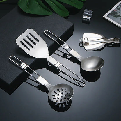 IronSpam™  Stainless Steel Folding Food Utensils for Outdoor Cooking