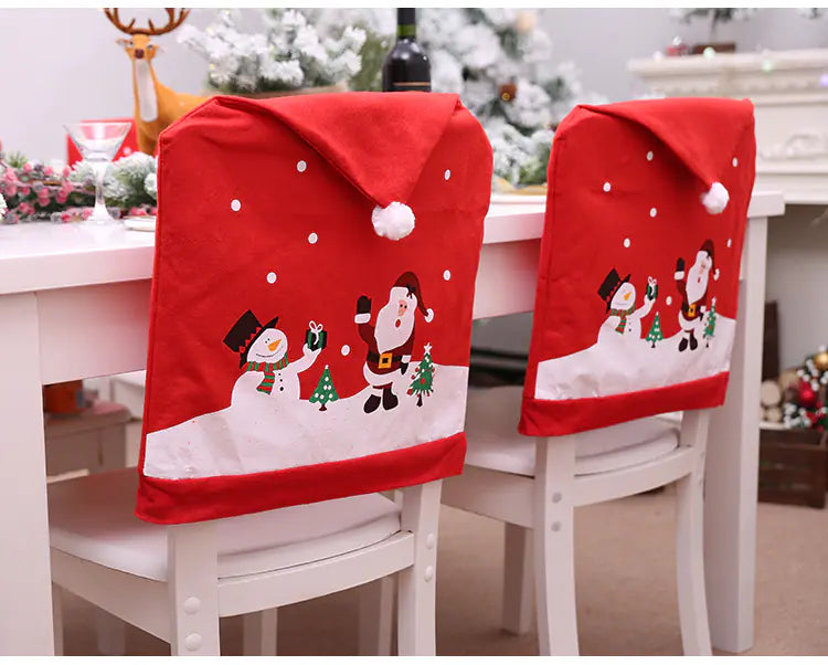 Christmas Non-Woven Fabric Chair Covers with Snowman Design - Joomcy