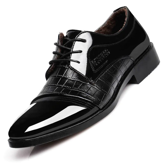 Patterned Leather Pointed Dress Shoes for Men - Joomcy