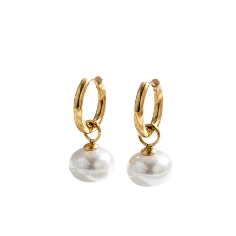Elegant Minimalist Titanium Steel Pearl Earrings