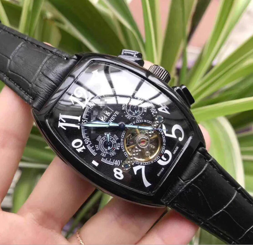 Men's Tourbillon Automatic Mechanical Watch with Leather Strap - Joomcy