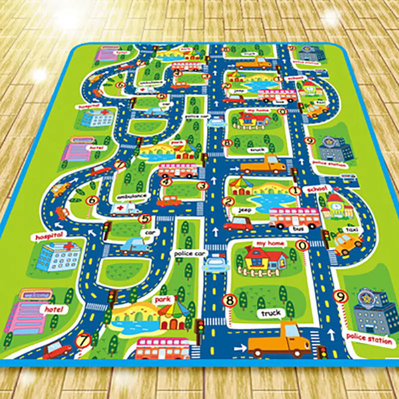 City Traffic Map Baby Crawling Mat and Play Mat - Joomcy