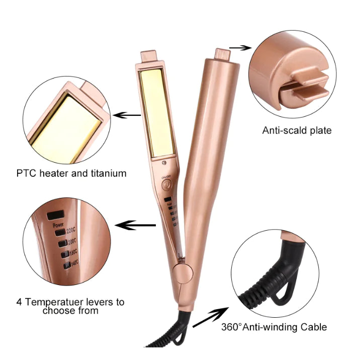 Hair Straightener and Curler for Wet and Dry Use