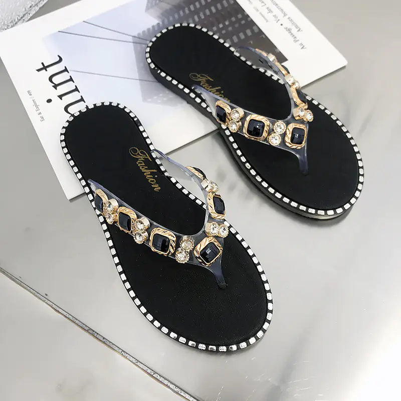 Rhinestone Fashion Flip Flops and Slippers - Joomcy
