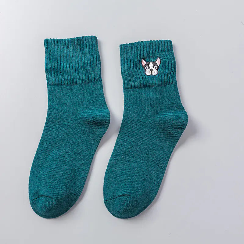 Cartoon Embroidered Tube Socks - Joomcy