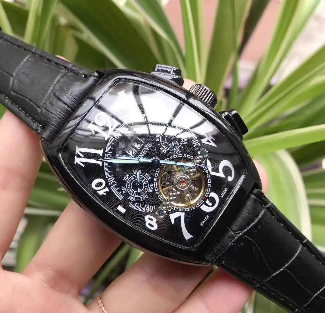Men's Tourbillon Automatic Mechanical Watch with Leather Strap - Joomcy