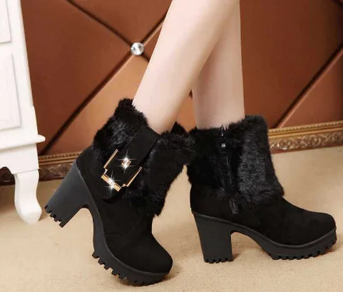 Martin Women's Round Toe Thick Heel Short Boots