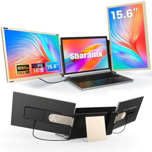 sharanix Updated Laptop Screen Extender15.6" Portable Triple Monitor for Laptop up to 17.3" with IPS FHD 1080P Display Detachable Laptop Extended Monitor Compatible with Mac Wins Dex Chrome - Joomcy