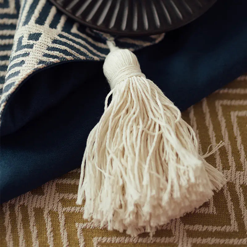 Japanese 3D Jacquard Table Runner with Tassels - Joomcy