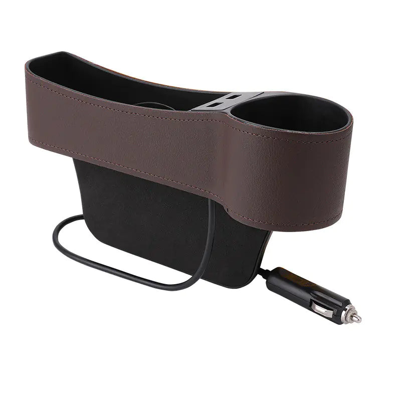 Car Storage Box with Dual USB Charger and Cup Holder - Joomcy