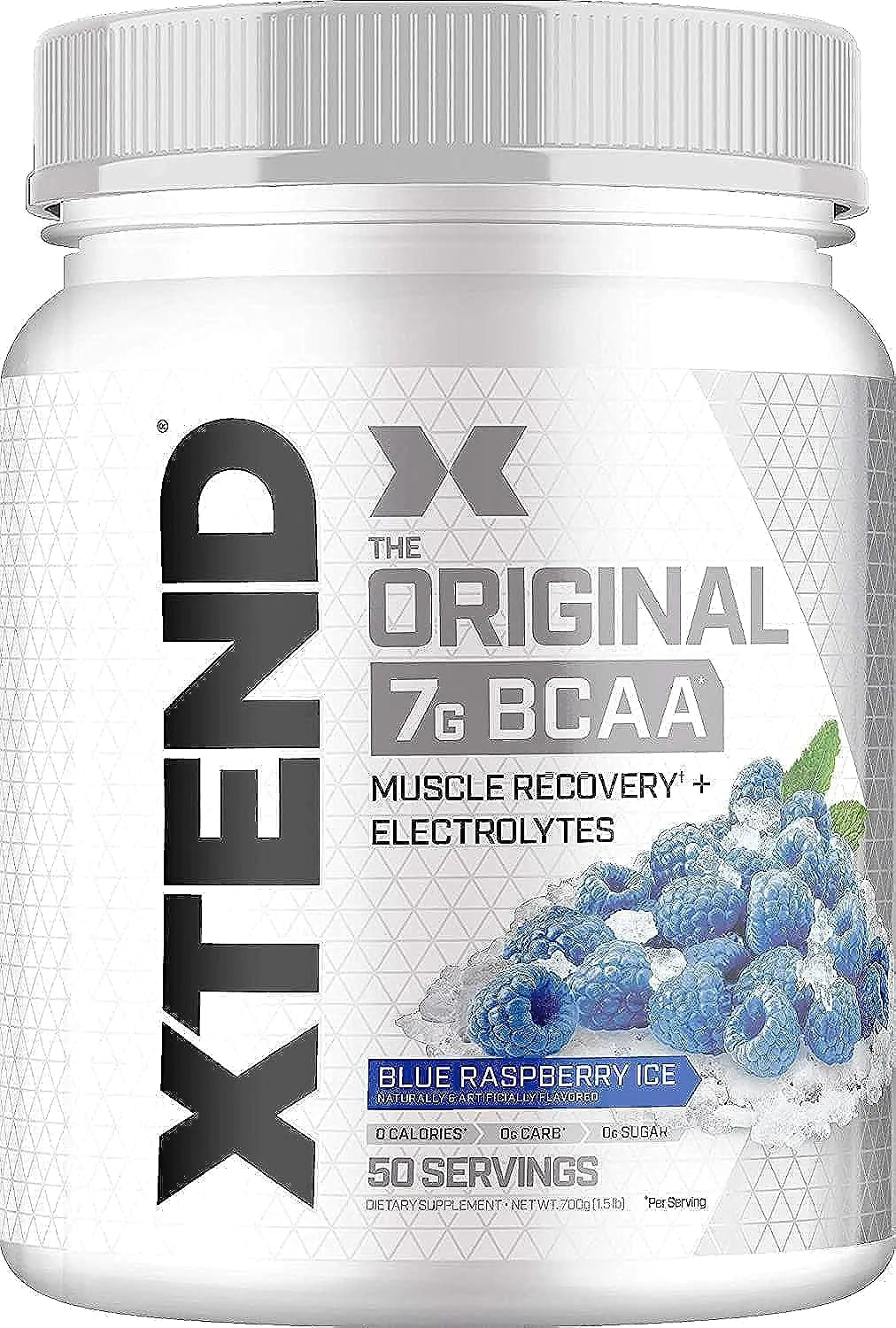XTEND Original BCAA Powder Blue Raspberry Ice | Sugar Free Post Workout Muscle Recovery Drink with Amino Acids | 7g BCAAs for Men & Women | 50 Servings
