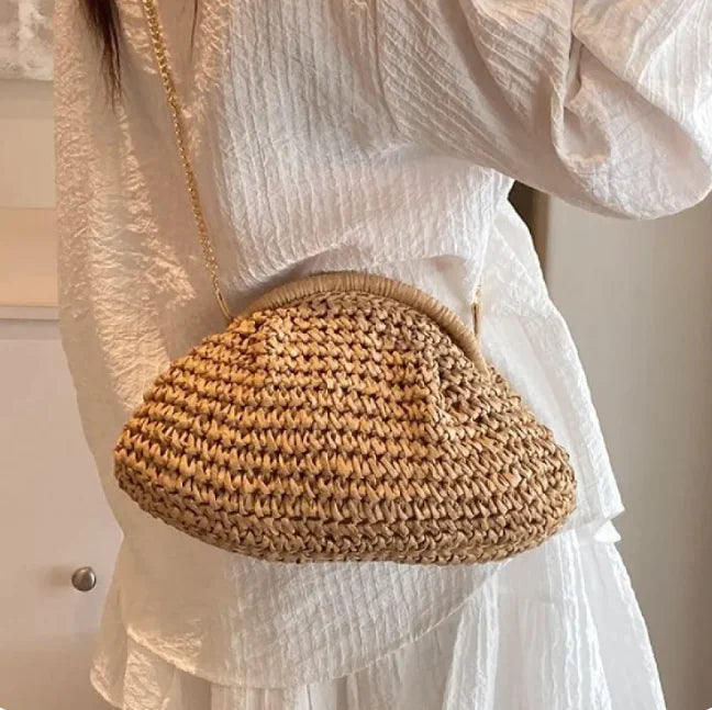 Beach Vacation Straw Shoulder Bag for Women