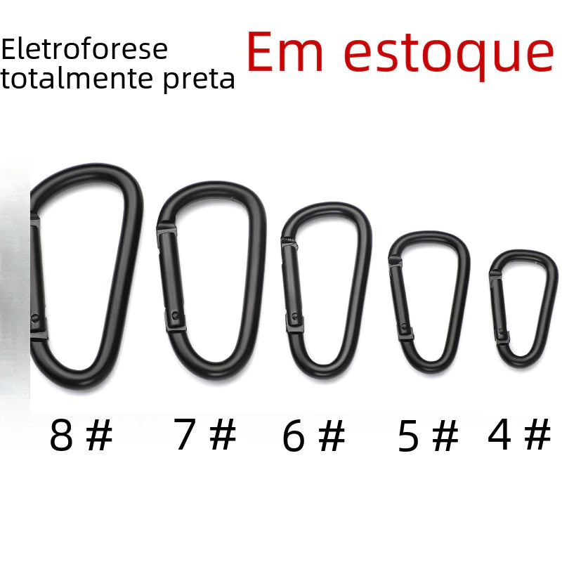 D-Shaped All-Black Aluminum Carabiner Keychain Accessory - Joomcy