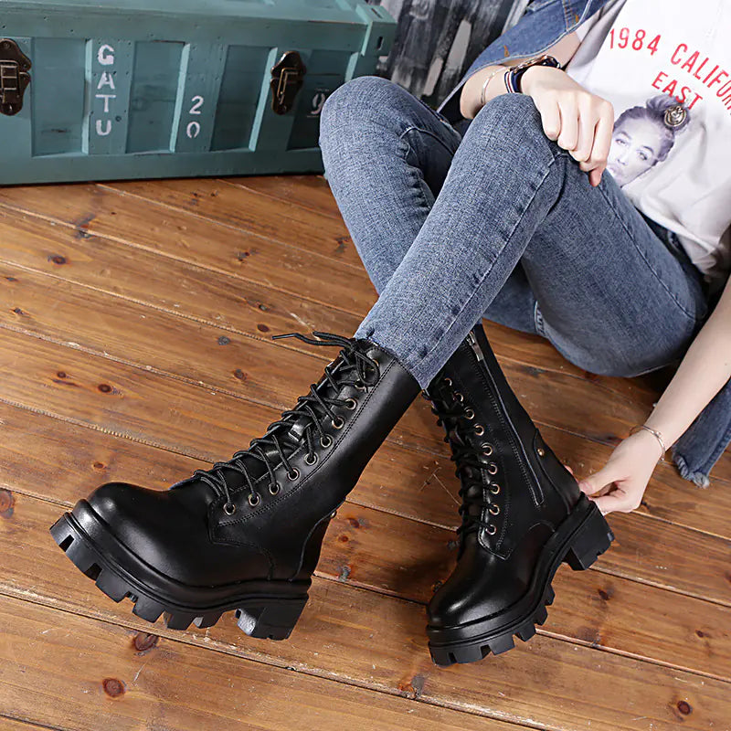 New Autumn Winter Women's Leather Martin Boots