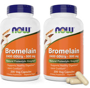 Now Bromelain 500 mg 200 Veg Capsules (Pack of 2) Supplement - Non-GMO Vegan 500mg Caps