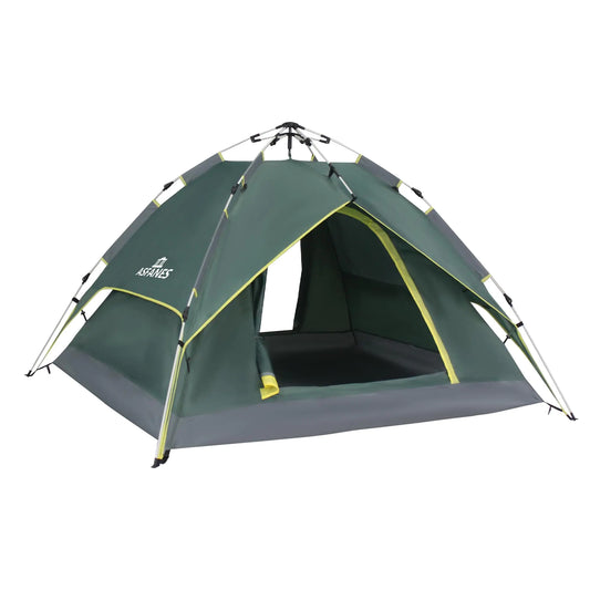 ASFANES 2 People Automatic Camping Tent Instant Tent for Outdoor Camping Ultralight Dome Tent 4 Seasons Waterproof & Windproof Camping Tent with Removable Outer Tarpaulin Army Green - Joomcy